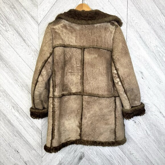Vintage Shearling Sheepskin Coat Mens Medium Brown Yellowstone Marlboro Ranch - Picture 5 of 9
